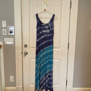 Green Dragon tie died maxi dress